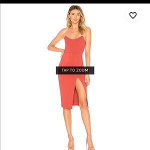 Zarah Strapless High Slit Midi Dress in Dusty Rose